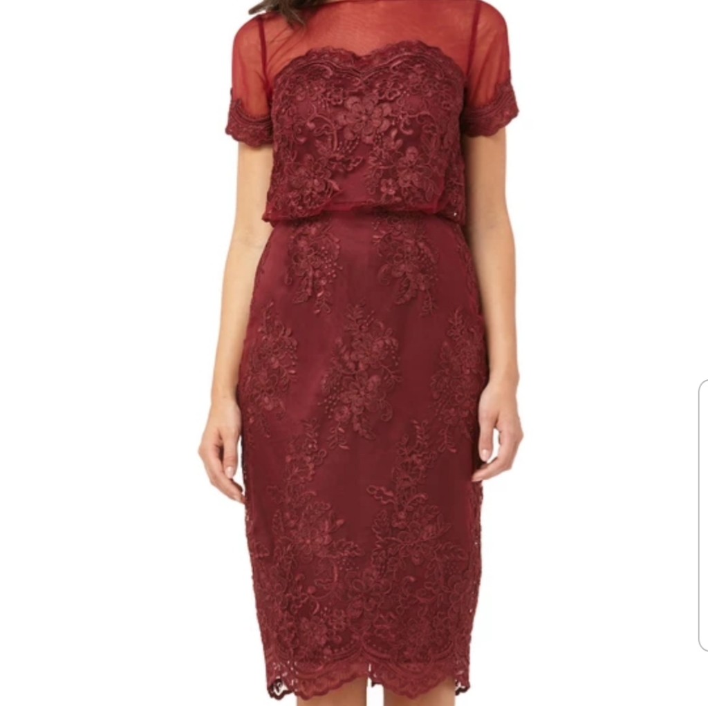 Js Collections Blouson Midi Dress Sz Nwt Sangria